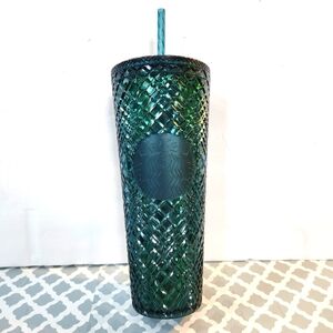 Starbucks 2021 Winter Holiday Emerald Green Jeweled Tumbler Cold Cup - 24 Oz
